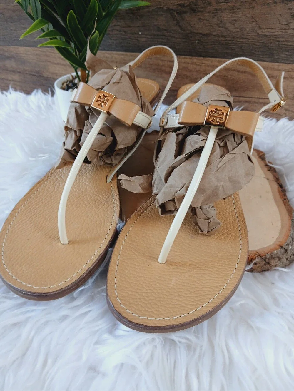 Tory Burch Leather Thong Wedge Sandals